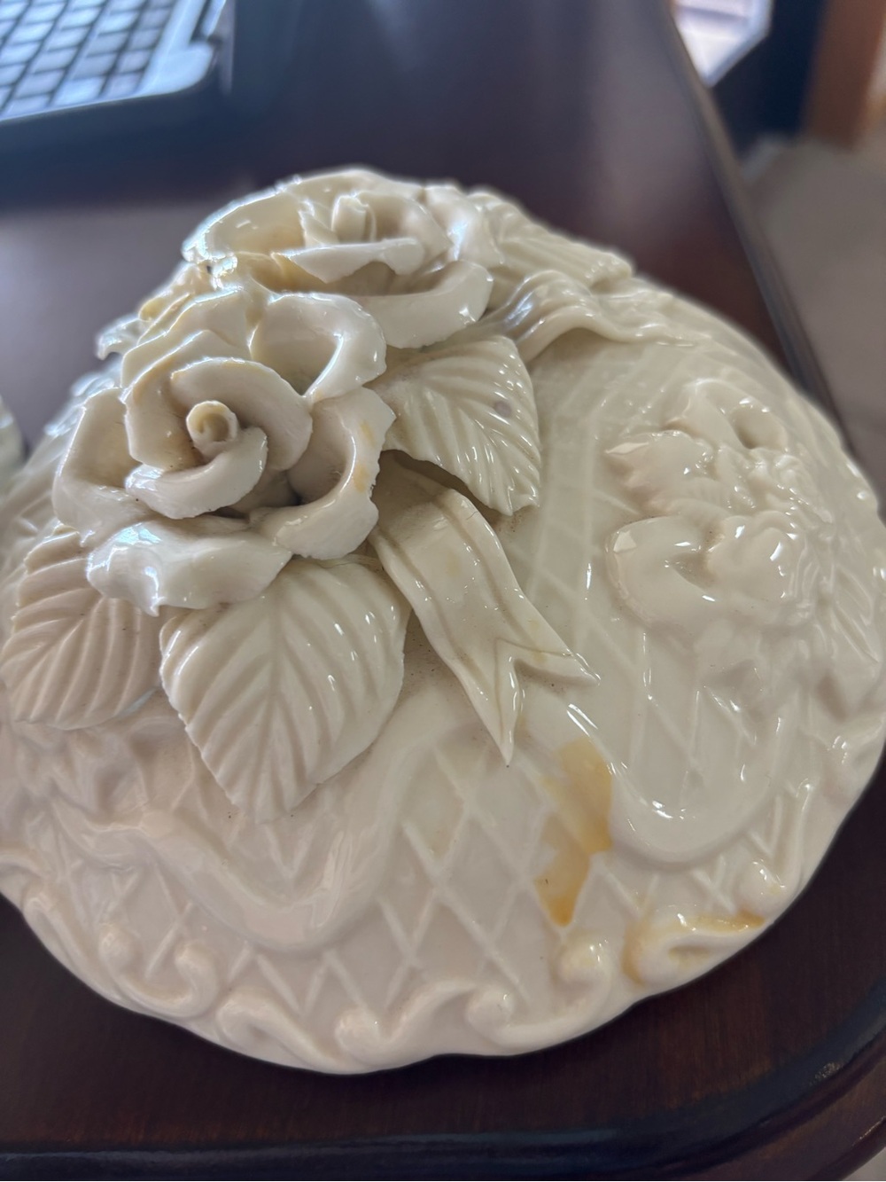 Cream‎ Floral Ceramic Decorative Jar